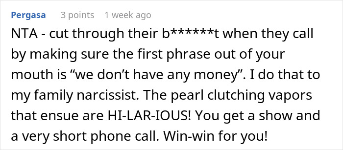 Comment text on a screen showing advice about dealing with elderly parents expecting support after losing savings in business schemes. Comment text on a screen showing advice about dealing with elderly parents expecting support after losing savings in business schemes.