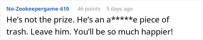 Screenshot of a comment criticizing a man demanding divorce from a ‘fat and lazy’ wife until he loses his job. Screenshot of a comment criticizing a man demanding divorce from a ‘fat and lazy’ wife until he loses his job.