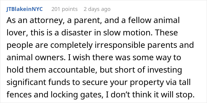 Screenshot of a Reddit comment criticizing irresponsible parents after a woman catches neighbor&rsquo;s son in her home.