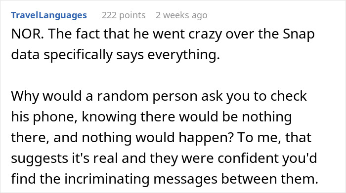 Comment discussing a fianc&eacute;&rsquo;s strange text and the mom-to-be&rsquo;s gut feeling about possible incriminating messages.