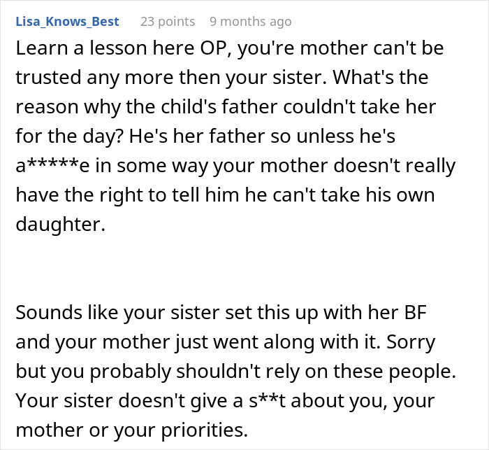 Man taking his 2YO niece to doctor appointment after sister fails to find a babysitter, sharing frustrations online.