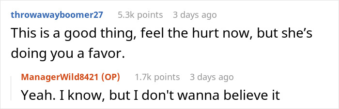 Screenshot of a Reddit conversation discussing a man’s dream proposal ending in heartbreak over partner preferences. Screenshot of a Reddit conversation discussing a man’s dream proposal ending in heartbreak over partner preferences.