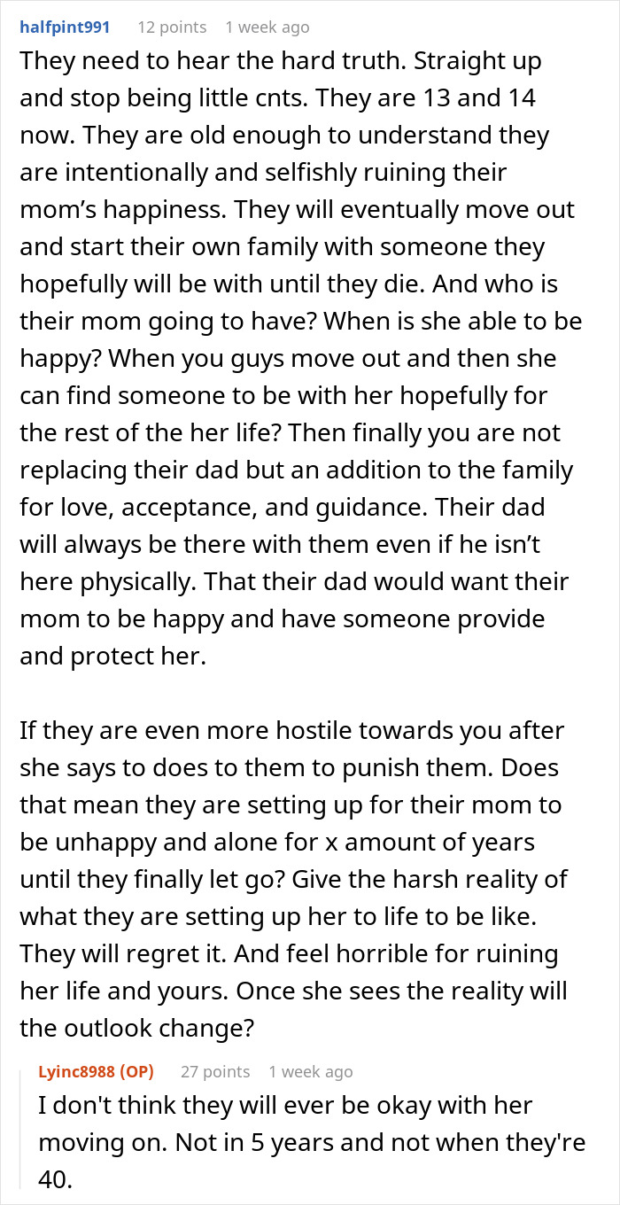 Reddit comments discussing a man&rsquo;s struggle to win over fiancee&rsquo;s kids and contemplating breaking up after years.