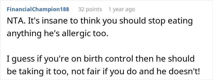 Screenshot of a user comment discussing the upset man whose girlfriend bought a peanut butter cake for work.