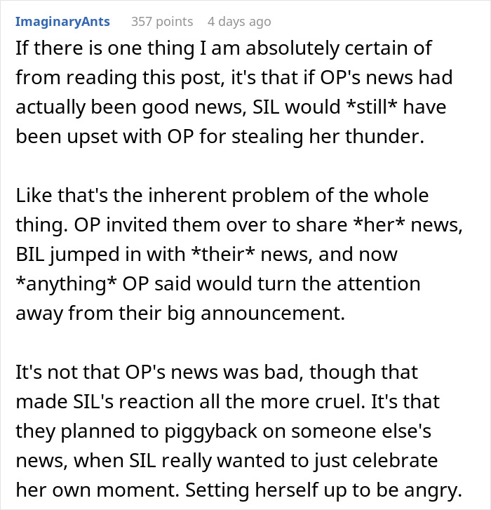 Woman needing support from family after devastating news, facing drama and tension with sister-in-law over attention.