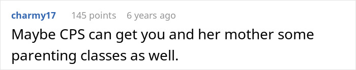 Screenshot of an online comment discussing parenting and CPS involvement related to a teen daughter situation.