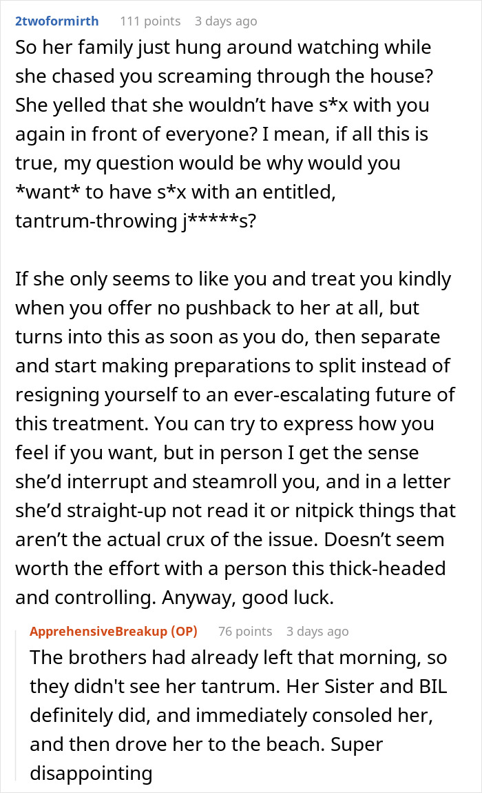 Reddit conversation displaying wife&rsquo;s public tantrum and years of resentment unleashed during unwanted trip.