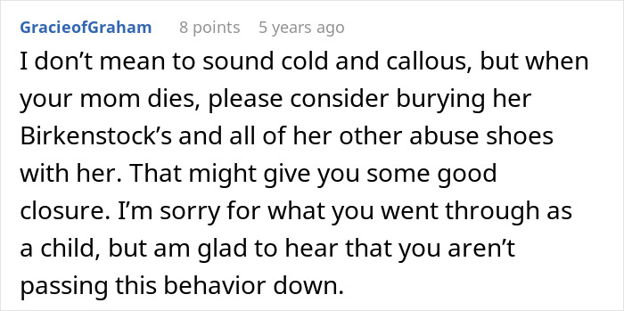 Comment about a mom telling her teen son to leave home and regrets it after she lost everything, discussing emotional closure. - 45