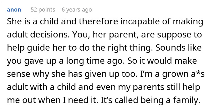 Comment discussing a dad confessing why he called CPS on his teen daughter, explaining the difficulty of the decision.