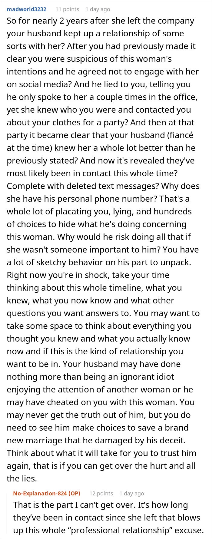 Wife Finds Husband&rsquo;s Texts With His Coworker Just 2 Weeks After Their Wedding: "My Stomach Sank"