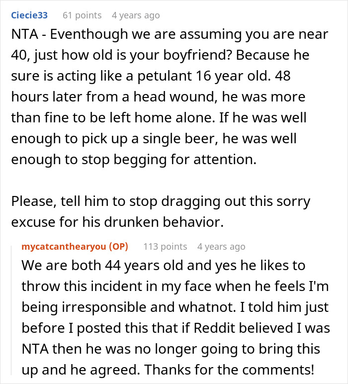 Boyfriend throws tantrum after girlfriend leaves on vacation despite his injury, showing immature and attention-seeking behavior.