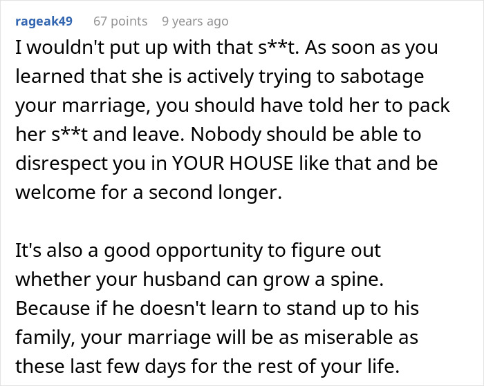 Comment advising on handling a lady trying to frame SIL and turn brother against his wife in a couple's conflict.