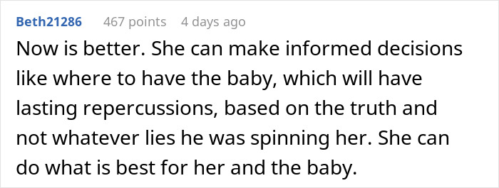 Comment on forum post discussing a pregnant woman making informed decisions after friends watch Bonnie Blue&rsquo;s documentary.
