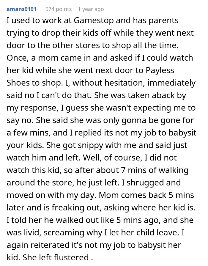 Parents leave kid unattended in pet store, causing damages and reacting shocked when held responsible for costs.