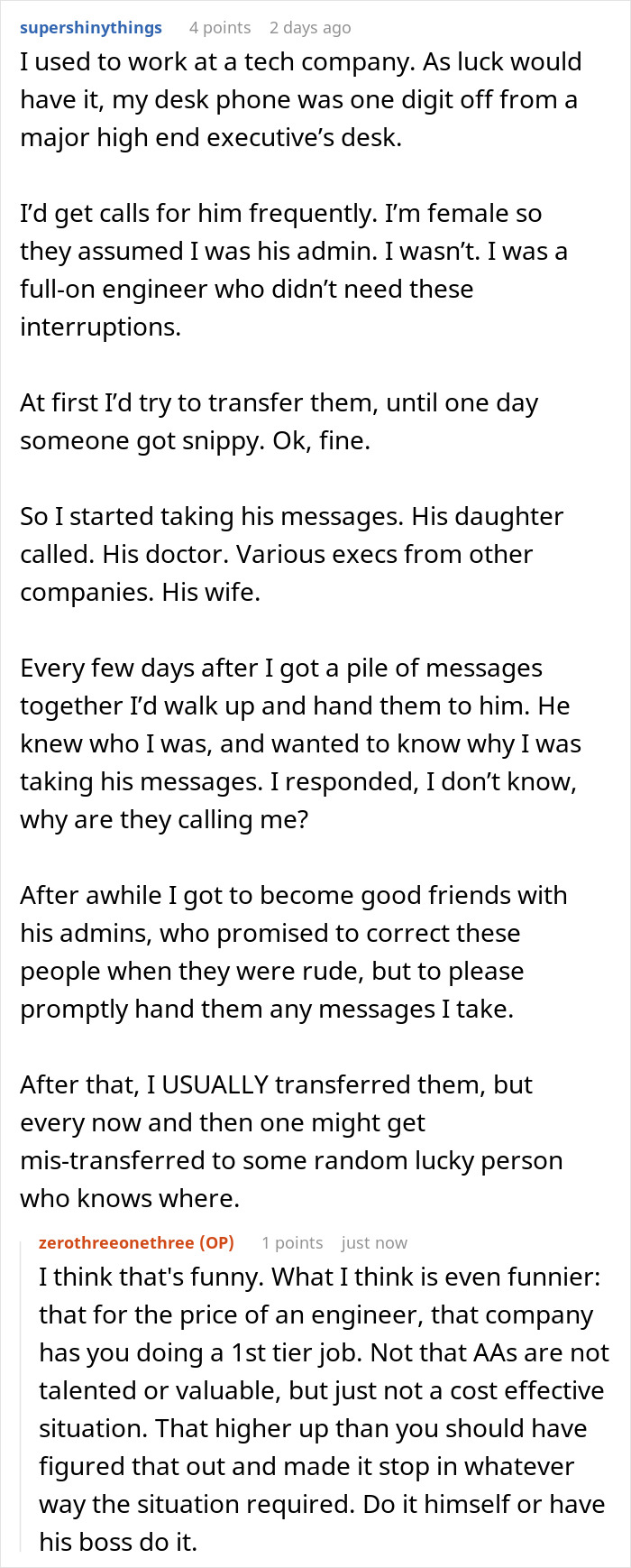 Text conversation about receiving calls meant for a doctor and how one man starts booking appointments.