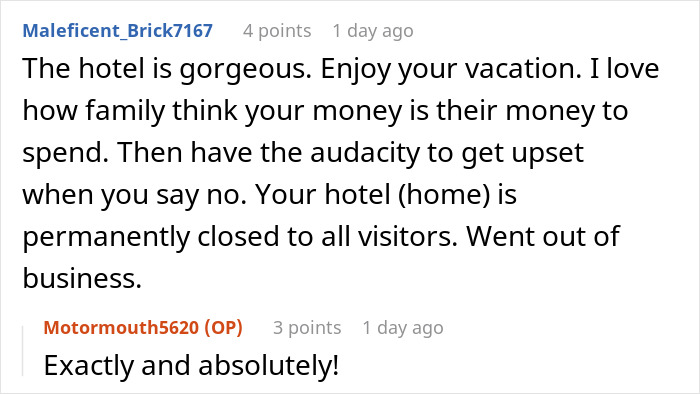 Cousin Tells Woman To Cover $4,000 Family Vacation, Labels Her Selfish When She Refuses Cousin Tells Woman To Cover $4,000 Family Vacation, Labels Her Selfish When She Refuses