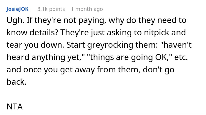 Comment discussing feelings of frustration over being nitpicked, related to man getting sick when eating food his dad has touched.
