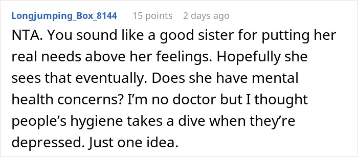 Reddit comment discussing sister&rsquo;s tough reality check after blaming sexism for not landing a job.