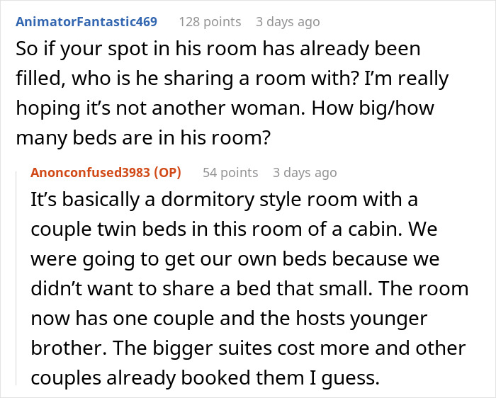 Conversation about woman finding out boyfriend told friends she couldn&rsquo;t join couples trip without asking her.