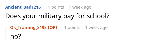 Screenshot of online discussion about a nephew&rsquo;s salary being used to fund cousin&rsquo;s education after getting a job.