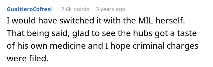 Screenshot of a Reddit comment discussing a man not believing his mom is poisoning his wife and the wife's proof.