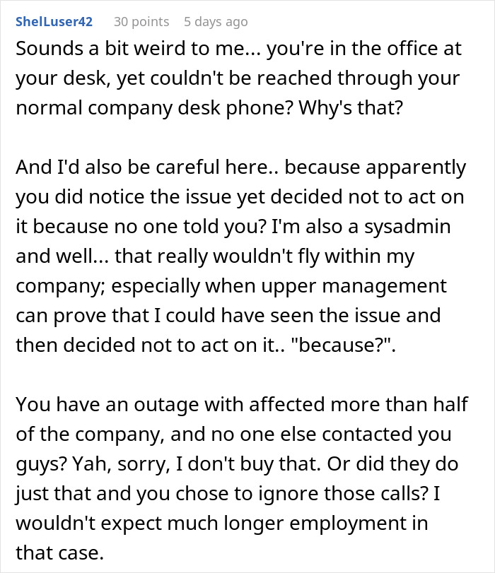 Screenshot of a forum comment discussing manager bans on phones during work hours and related malicious compliance issues. Screenshot of a forum comment discussing manager bans on phones during work hours and related malicious compliance issues.
