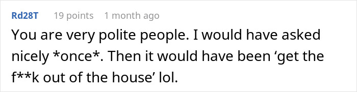 Comment on a post about grandkid losing patience with villainous vacuum cleaner salespeople, expressing a polite then firm reaction.