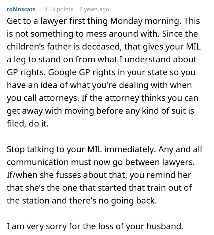 Widow seeks to move back to home country with kids as mother-in-law threatens legal action in court dispute.