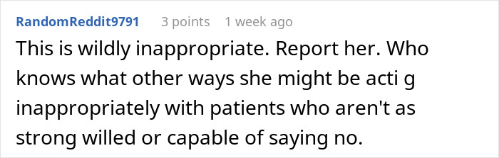 Reddit user discussing woman baffled at psychiatrist’s unhinged request, highlighting concerns about inappropriate conduct. Reddit user discussing woman baffled at psychiatrist’s unhinged request, highlighting concerns about inappropriate conduct.