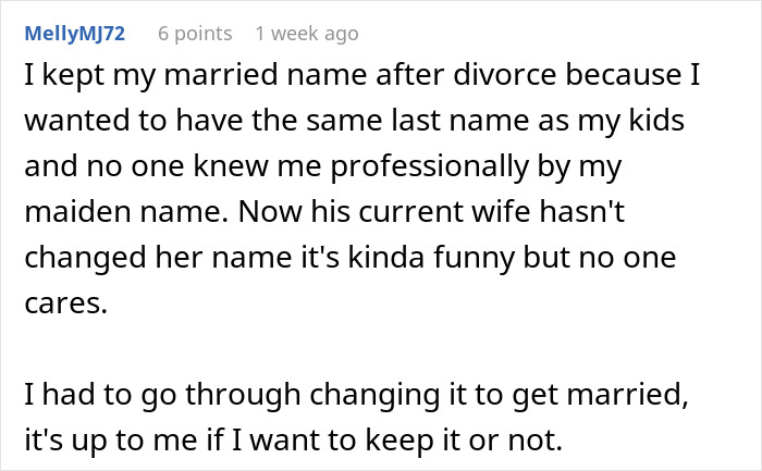 Woman Doesn’t Get What Her Last Name Has To Do With Ex Not Being Able To Get Married Again Woman Doesn’t Get What Her Last Name Has To Do With Ex Not Being Able To Get Married Again
