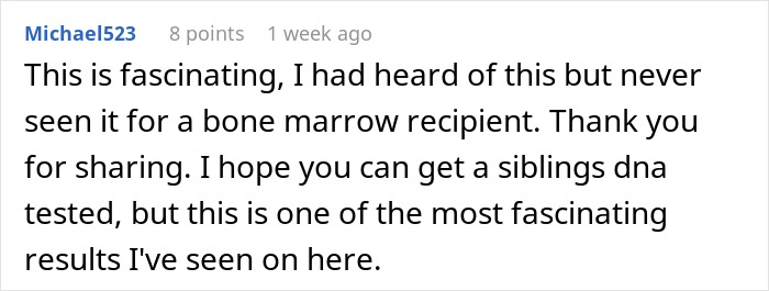 Commenter sharing thoughts on a person who thinks DNA test mixed, discussing unique and fascinating test results.