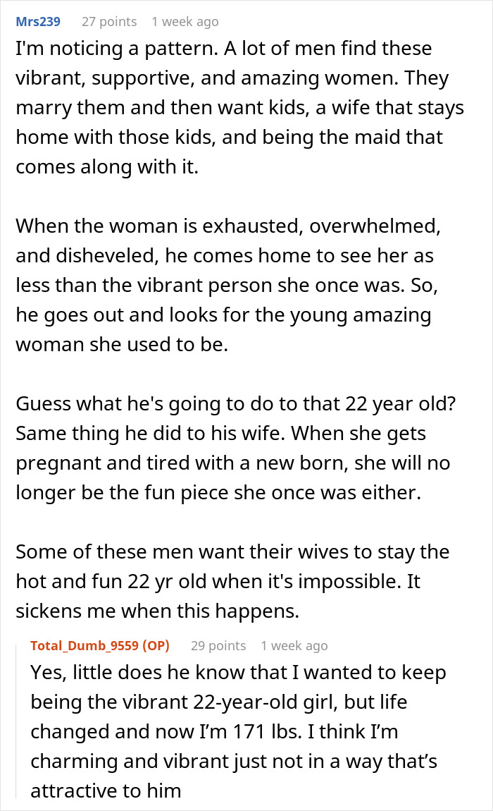 Alt text: Online discussion about woman&rsquo;s life turned upside down by husband confessing love for colleague and relationship challenges.