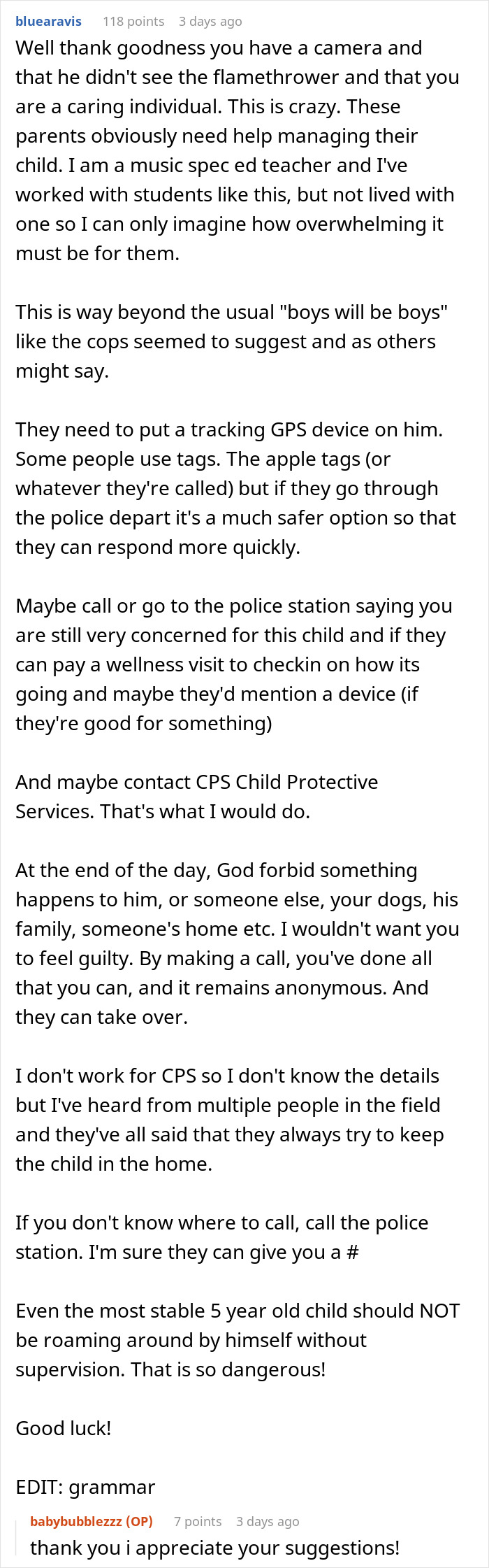Comment discussing concerns about a woman catching neighbor&rsquo;s son in her home and parents&rsquo; surprised, casual reaction.