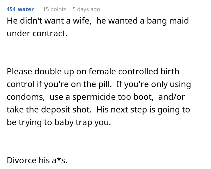 Comment discussing a woman saying her husband has become a different person since their wedding, advising caution.