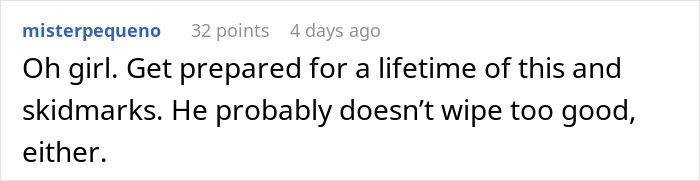 Screenshot of a social media comment discussing a man who wets the bed and doesn&rsquo;t think it&rsquo;s a big deal.