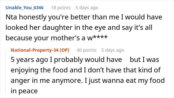 Reddit comments discussing a woman revealing the real reason her grandparents don&rsquo;t see her due to family issues.