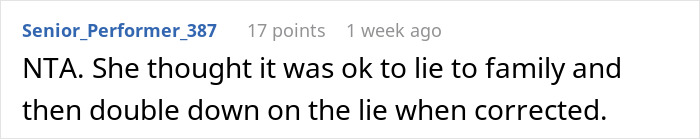 Screenshot of an online comment where a woman disagrees with her mother-in-law about the baby&rsquo;s name origin.