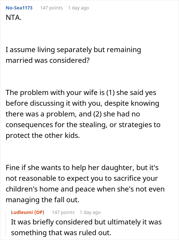 Online discussion about a man leaving marriage after refusing to let wife&rsquo;s daughter live with his kids.