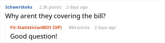 Screenshot of a Reddit conversation about a family demanding 33k from a woman, sparking conflict with her sister.