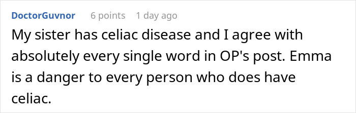 Commenter discussing celiac disease and agreeing with post about a gluten-free colleague at a pizza party conflict. Commenter discussing celiac disease and agreeing with post about a gluten-free colleague at a pizza party conflict.