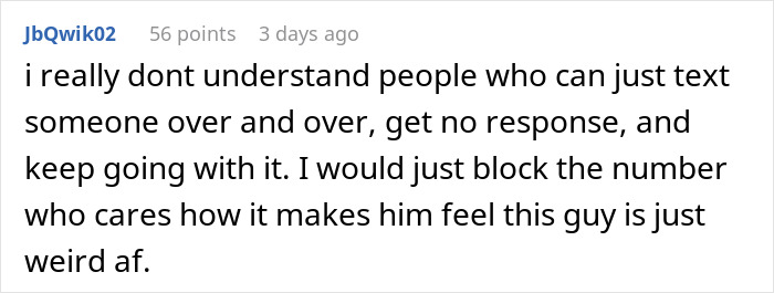Comment discussing a creepy guy incessantly texting a 20YO female colleague and advice to involve HR immediately. Comment discussing a creepy guy incessantly texting a 20YO female colleague and advice to involve HR immediately.