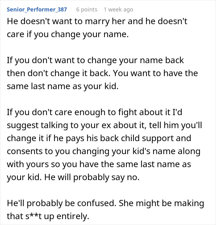 Woman Doesn’t Get What Her Last Name Has To Do With Ex Not Being Able To Get Married Again Woman Doesn’t Get What Her Last Name Has To Do With Ex Not Being Able To Get Married Again