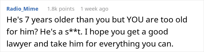 Comment expressing strong advice to seek a good lawyer after a husband confesses love for his colleague.