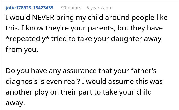 Comment on a forum discussing estranged dad with cancer trying to reconnect with daughter he disowned for pregnancy.