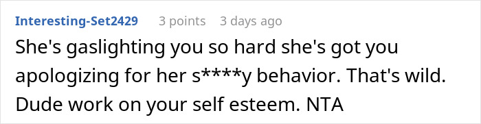 Screenshot of online comment discussing a man expecting special treatment from his girlfriend on his birthday.