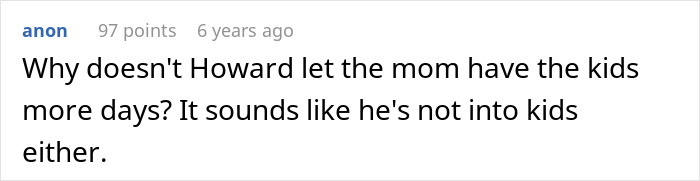 Comment discussing a man accusing his sister of being a stranger to his kids after she refuses childcare duties.