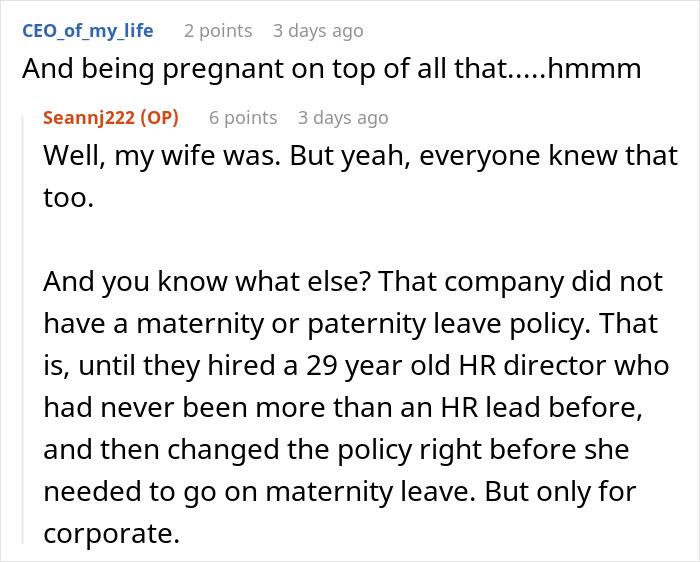 Screenshot of a Reddit conversation discussing a boss making life difficult for a grieving employee with unfair leave policies.