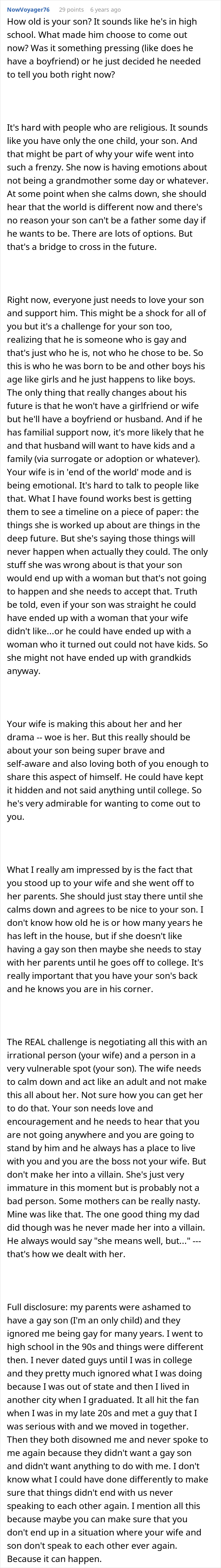 Dad stands by gay son as wife reacts negatively and kicks him out, showing support amid family conflict over son's identity