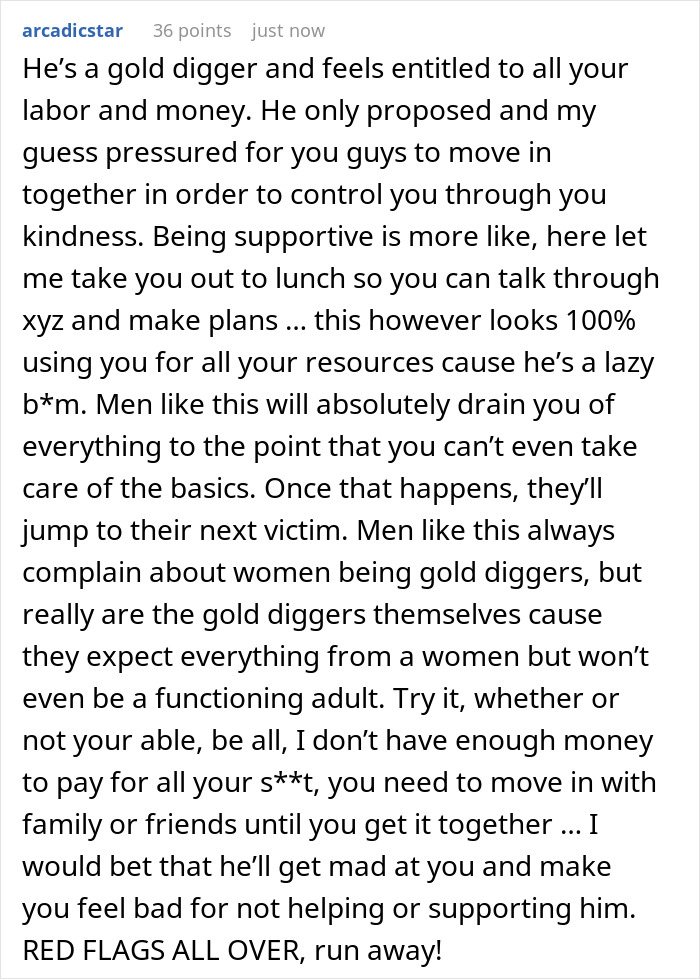 Alt text: Woman feels financially trapped as jobless fianc&eacute; lives off her resources for months trying to build a business.
