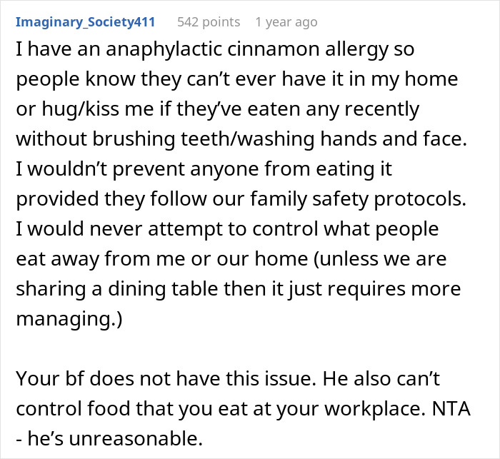Man upset girlfriend bought herself peanut butter cake to eat at work, knowing he can&rsquo;t eat it, showing frustration.